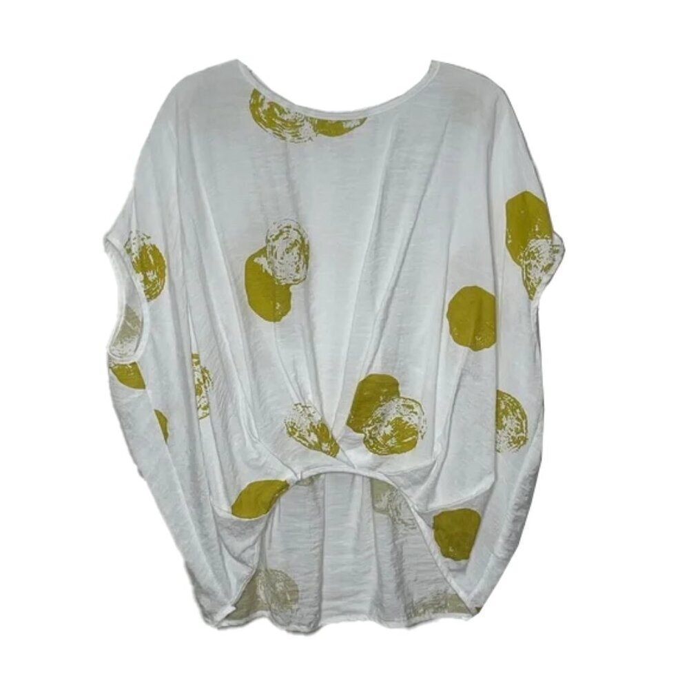 PATRIZIA LUCA Milano White and Yellow Dot Blouse Size M